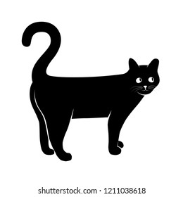 Cat graphic icon. Cat sign isolated on white background. Black cat symbol. Vector illustration