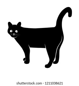 Cat graphic icon. Cat sign isolated on white background. Black cat symbol. Vector illustration