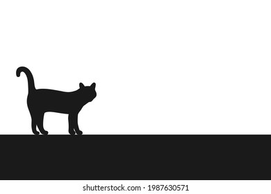 Cat graphic icon. Sign silhouette cat on surface on the white background. Vector illustration