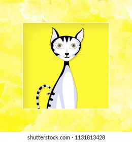 cat graphic vector paper cut illustration vatercolor