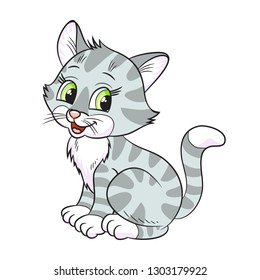 cat gray. cute cartoon character.