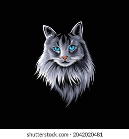 Cat Gray Illustration Design Vector