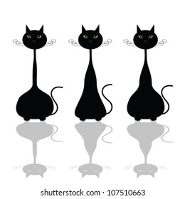 cat with green eye illustration