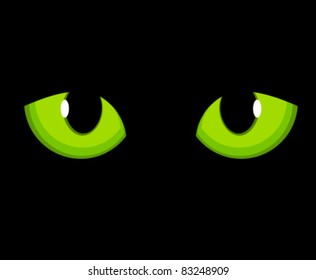 Cat green eyes. Vector illustration