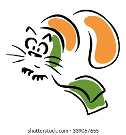 Cat in a green scarf