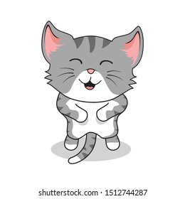 Cat Grey Cartoon Pet Isolated 