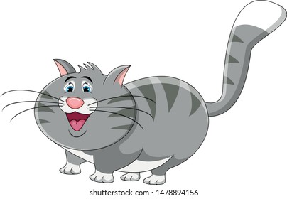 cat with grey color cartoon vector illustration