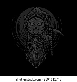 cat grim reaper Illustration design