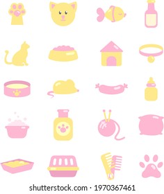 Cat grooming, icon illustration, vector on white background