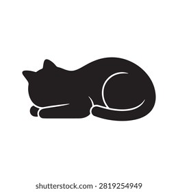 Cat Grooming Itself Silhouette Vector Design