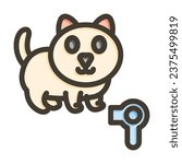 Cat Grooming Vector Thick Line Filled Colors Icon For Personal And Commercial Use.
