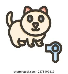 Cat Grooming Vector Thick Line Filled Colors Icon For Personal And Commercial Use.
