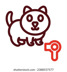 Cat Grooming Vector Thick Line Two Color Icons For Personal And Commercial Use.
