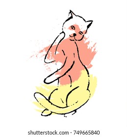 Cat grunge vector paints texture illustration sketch