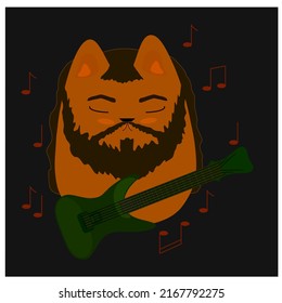 Cat with a guitar. cat with beard. nots