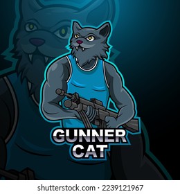 Cat gunner esport mascot logo