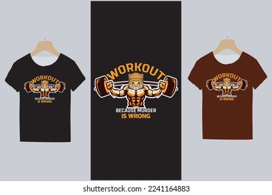 Cat Gym Fitness workout because murder is wrong, t shirt design