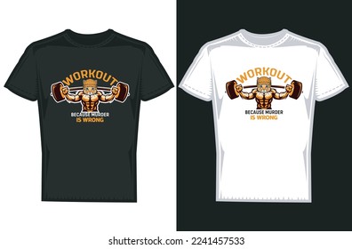 Cat Gym Fitness workout because murder is wrong, t shirt design