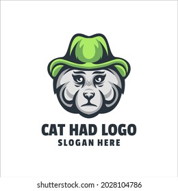 cat had cartoon logo vector