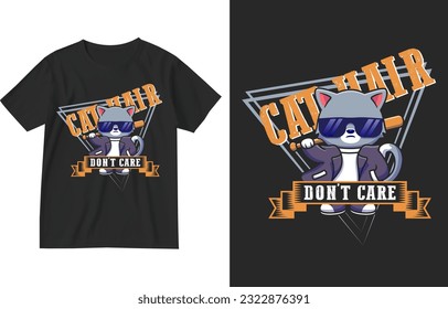 Cat hair don't care geometric t shirt design template . Kitty design . Kitty lover tshirt . Kitten lover gift . Cat tshirt design . cat tee design . Cats t-shirt . Cat-shirt . Kitty-shirt . Kitten-tee