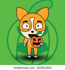 Cat with halloween. cartoon character illustration flat style. suitable for Prints design, children book, children t shirt etc. design template vector