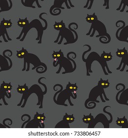 Cat Halloween Eyes Black Pattern