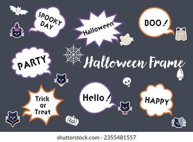 Cat and Halloween frame with speech bubble set
