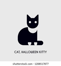 Cat, Halloween Kitty vector icon