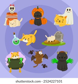 Cat Halloween Party Celebration Illustration