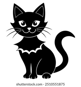 A "Cat Halloween silhouette vector illustration" is a simple yet striking design featuring the outline of a cat, often in a spooky or playful pose, perfect for Halloween themes