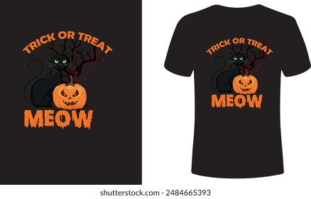 Cat Halloween t-shirt design. Vector design