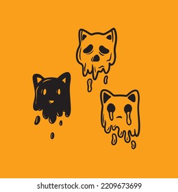 Cat Halloween Vector Background Mascot Logo Illustration