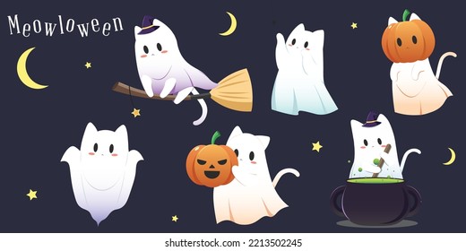 Cat with Haloween become to Meowloween