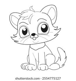 Cat Hand Drawing Line Art Vector Illustration 2