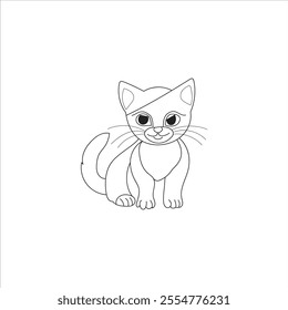 Cat Hand Drawing Line Art Vector Illustration 3