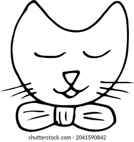 cat hand drawn doodle. vector, scandinavian, nordic, minimalism, monochrome animals children print sticker decor