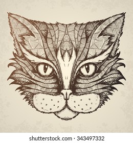 Cat. Hand drawn isolated illustration.