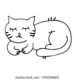 Cat hand drawn outline doodle icon. Domestic animal - cat vector sketch illustration for print, web, mobile and infographics isolated on white background. Doodle cartoon style.