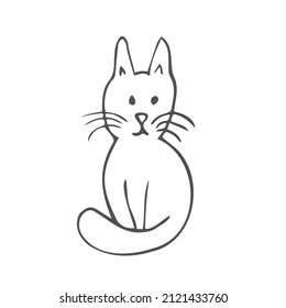 Cat hand drawn outline doodle icon. Domestic animal - cat vector sketch illustration for print, web, mobile and infographics isolated on white background.