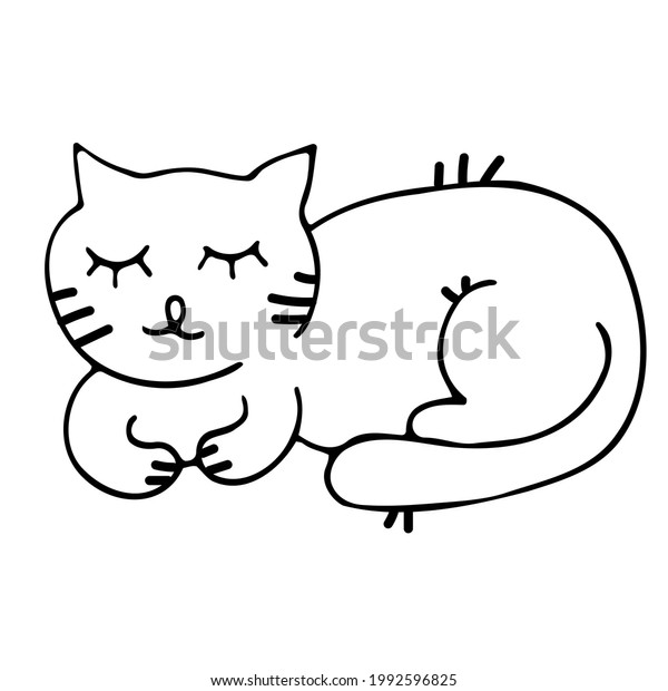 Cat Hand Drawn Outline Doodle Icon Stock Vector (Royalty Free ...