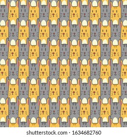cat hand drawn pattern template vector