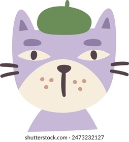 Katze Hand gezeichnet Portrait Vektorillustration