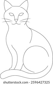 Cat Hand drawn single line art coloring page for kids vector outline illustration
