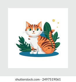 Cat and Hand drawn vector illustration sweet cat images