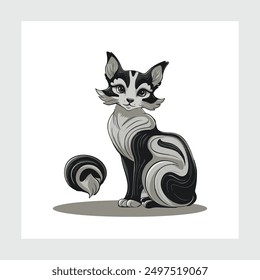 Cat and Hand drawn vector illustration sweet cat images