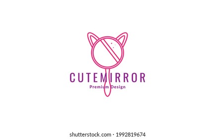  cat hand mirror logo vector icon illustration design