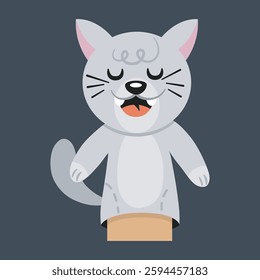 cat hand puppet character in isolated flat design