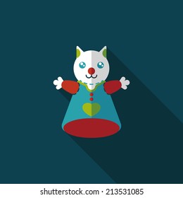 cat hand puppet flat icon with long shadow,eps10