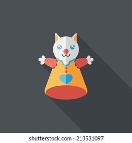 cat hand puppet flat icon with long shadow,eps10