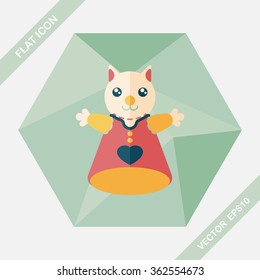 cat hand puppet flat icon with long shadow,eps10